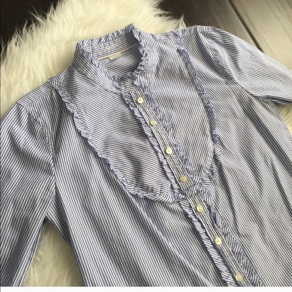 Jcrew ruffle button down blouse - Picture 2 of 5